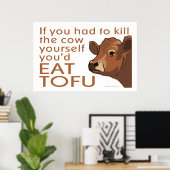 牛を殺す – ビーガン、ベジタリアン ポスター (ホームオフィス)