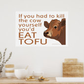 牛を殺す – ビーガン、ベジタリアン ポスター (キッチン)