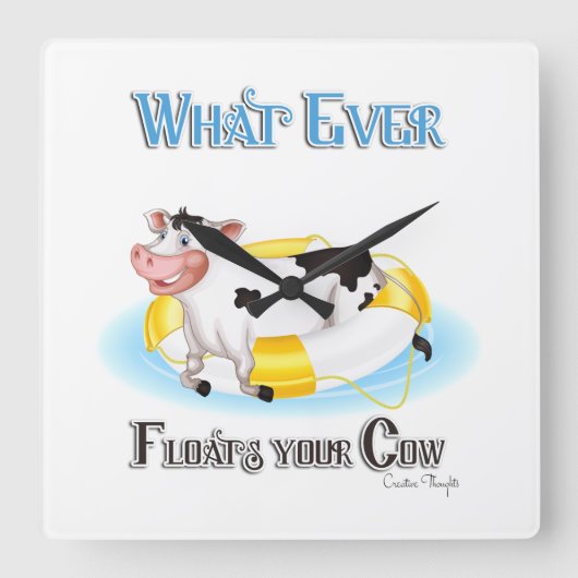 牛を浮かせるものは スクエア壁時計 (正面)