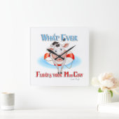 牛を浮かモーぶ物 スクエア壁時計 (ホーム)