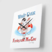 牛を浮かモーぶ物 スクエア壁時計 (傾斜)