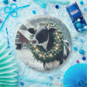 牛を着た白熱［赤熱］光を放つクリスマスリース ペーパープレート (パーティー)