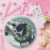 牛を着た白熱［赤熱］光を放つクリスマスリース ペーパープレート (パーティー)