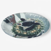 牛を着た白熱［赤熱］光を放つクリスマスリース ペーパープレート (アングル)