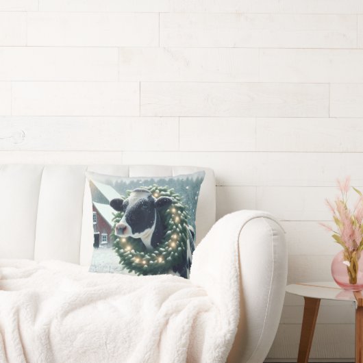 牛を着用したライトクリスマスリース クッション (ソファ)