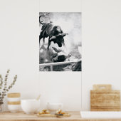 牛を落とした後に地面にカウボーイ ポスター (キッチン)