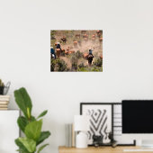 牛を運転する3人のカウボーイと女性のカーボーイ ポスター (ホームオフィス)