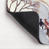 牛を雪で家に運転します マウスパッド (コーナー)