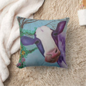 牛アメリカ人のMoJoの紫色枕 クッション (ブランケット)