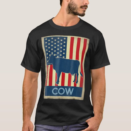 牛アメリカ国旗 Tシャツ (正面)