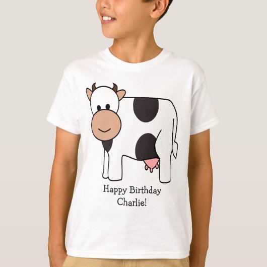 牛イラストレーションカスタム文字服 Tシャツ (正面)