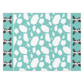 牛イラストレーションティール(緑がかった色)逆プリント農場動物 テーブルクロス (正面(横))