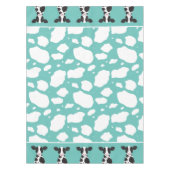 牛イラストレーションティール（緑がかった色）逆プリント農場動物 テーブルクロス (正面)
