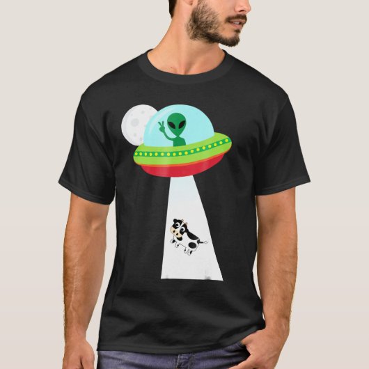 牛エイリアン誘拐SF宇宙人 Tシャツ (正面)