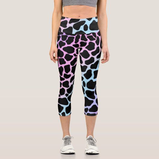 牛エレガントプリント色数々のハイウェストのカプリス カプリレギンス (正面)