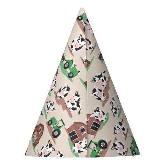 牛オンザファームバーンドトラクター誕生日 パーティーハット (裏面)