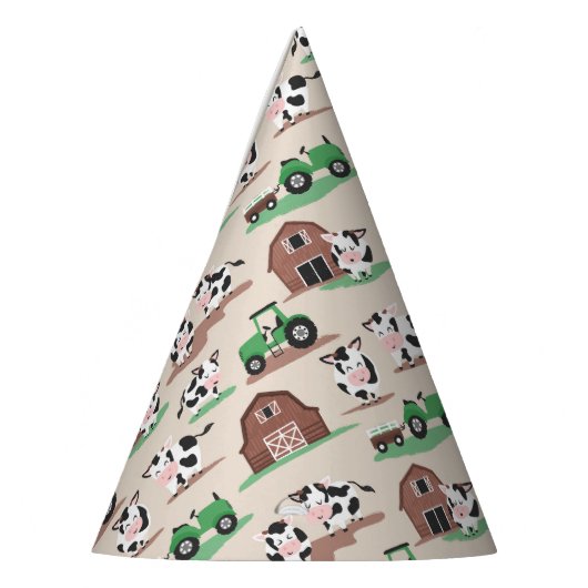 牛オンザファームバーンドトラクター誕生日 パーティーハット (左)