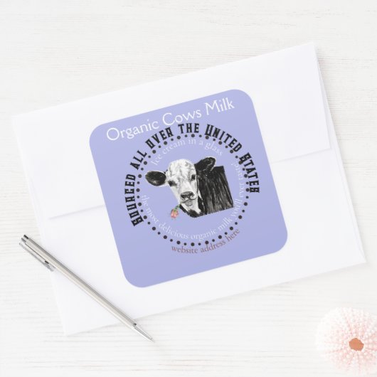 牛オーガニック乳標識 スクエアシール (封筒)