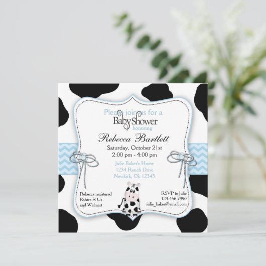 牛カウボーイのベビーシャワーの招待状 招待状 (スタンド正面)