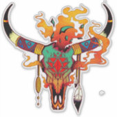 牛カラフルスカル シール (正面)