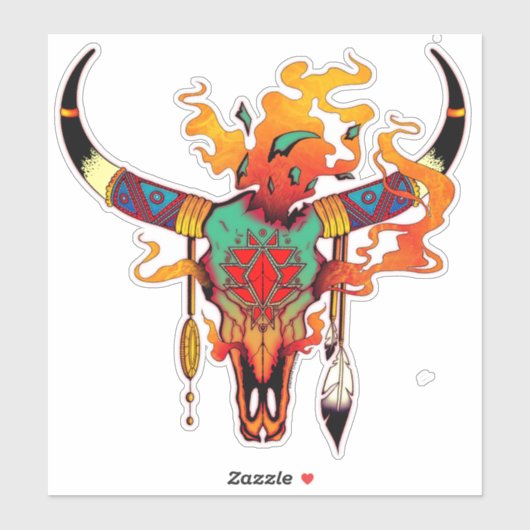 牛カラフルスカル シール (シート)