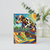 牛カラフルスケートボード ポストカード (スタンド正面)