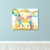 牛カラフルデザイン キャンバスプリント (インサイチュ (ウッドフロア))