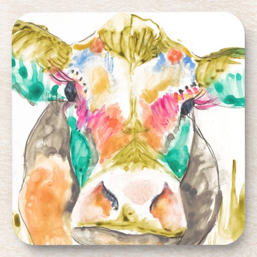 牛カラフルデザイン コースター (正面)