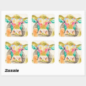 牛カラフルデザイン スクエアシール (シート)