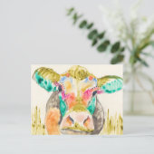 牛カラフルデザイン ポストカード (スタンド正面)