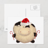 牛クリスマスのサンタの幸せな郵便はがき シーズンポストカード (正面/裏面)
