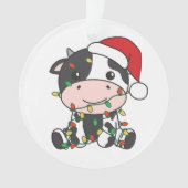 牛クリスマスウィンターアニマルズホリデー牛 オーナメント (正面)