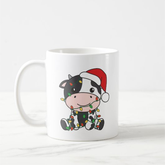 牛クリスマスウィンターアニマルズホリデー牛 コーヒーマグカップ (左)