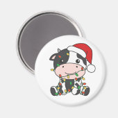 牛クリスマスウィンターアニマルズホリデー牛 マグネット (正面/裏面)