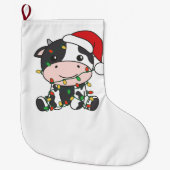 牛クリスマスウィンターアニマルズホリデー牛 ラージクリスマスストッキング (正面)