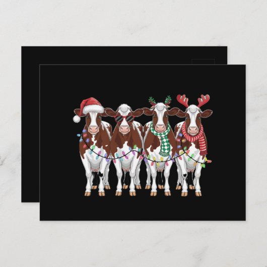牛クリスマスカウラバーギフトホリデーファーム ポストカード (正面/裏面)