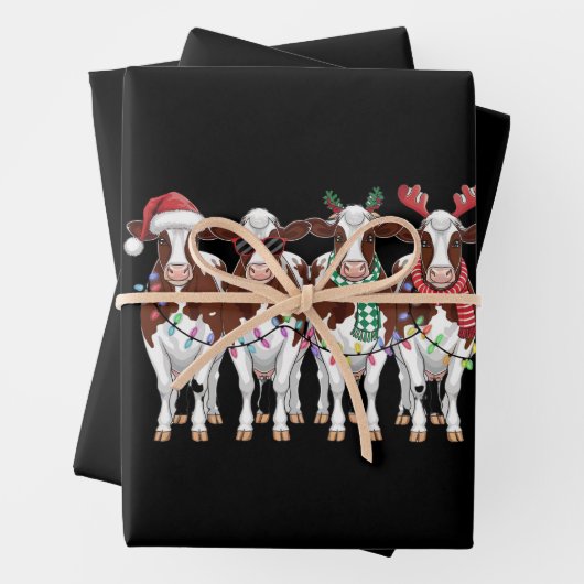 牛クリスマスカウラバーギフトホリデーファーム ラッピングペーパーシート (インサイチュ)