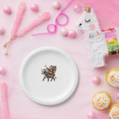 牛クリスマスサンタハットバッファロープレイドクリスマス牛の値リスト ペーパープレート (パーティー)