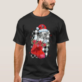 牛クリスマスサンタハットライトクリスマスツリーChri Tシャツ