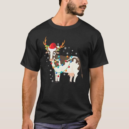 牛クリスマストナカイ クリスマスライト Tシャツ (正面)