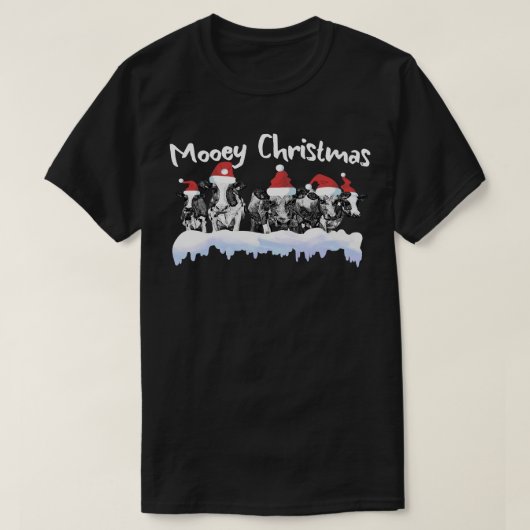 牛クリスマスムーイおもしろいクリスマスイファウ Tシャツ (デザイン正面)