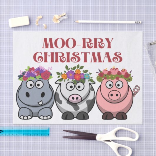 牛クリスマスメリークリスマスクリスマス 薄葉紙 (クラフト)