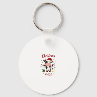 牛クリスマス かわいい牛 クリスマスTシャツ (7) キーホルダー