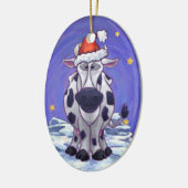 牛クリスマス セラミックオーナメント (左)