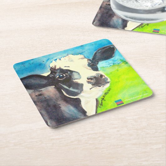 牛コースター スクエアペーパーコースター (アングル)