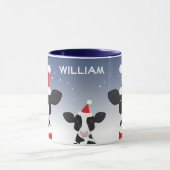 牛サンタブルーホワイトネームファームアニマルクリスマス マグカップ (中央)