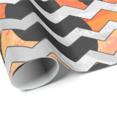 牛シェブロンの黒いおよびオレンジプリント ラッピングペーパー (ロールコーナー)