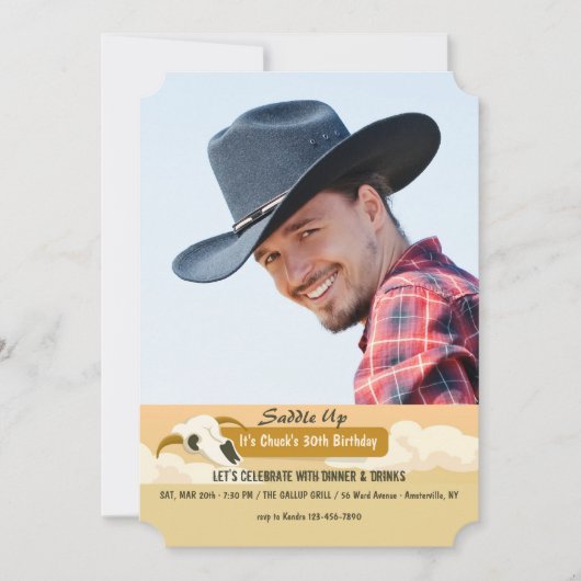 牛スカルの写真の招待状 招待状 (正面)