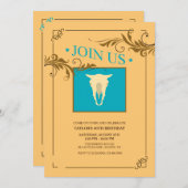 牛スカルの西部テーマの招待状 招待状 (正面/裏面)