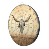 牛スカルブラウンウエスタンカントリー素朴スタイル ダーツボード (正面右)